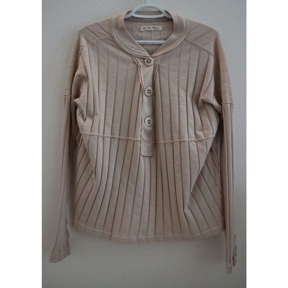 We The Free x Free People Women's Sz S Ivory In The Mix Knit Henley Top $78+ - Picture 1 of 7